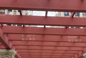 合肥市包河區竹苑小區廊架木紋漆效果展示